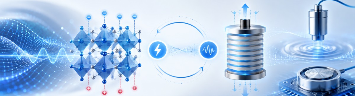 Piezoelectric effect and piezo technology illustration
